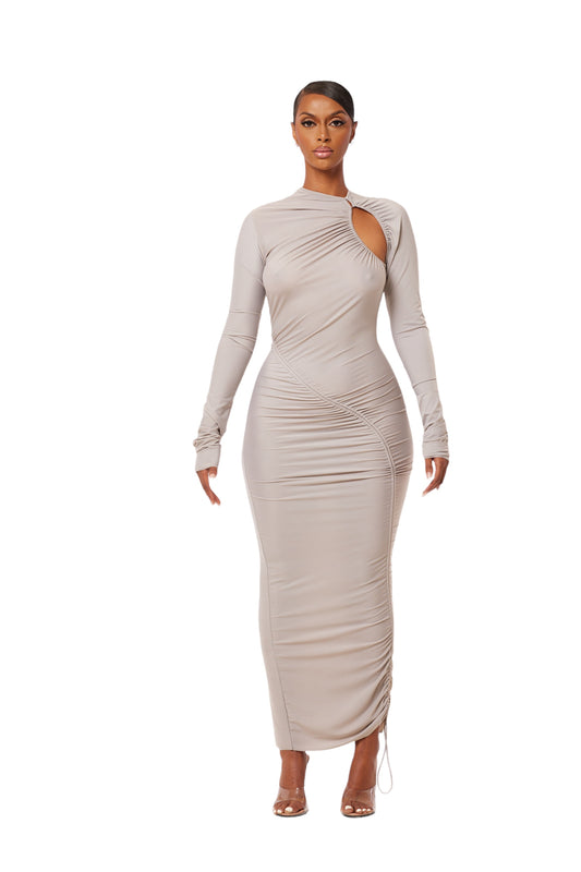 ASTACIA DRESS IN LIQUID ASH GREY