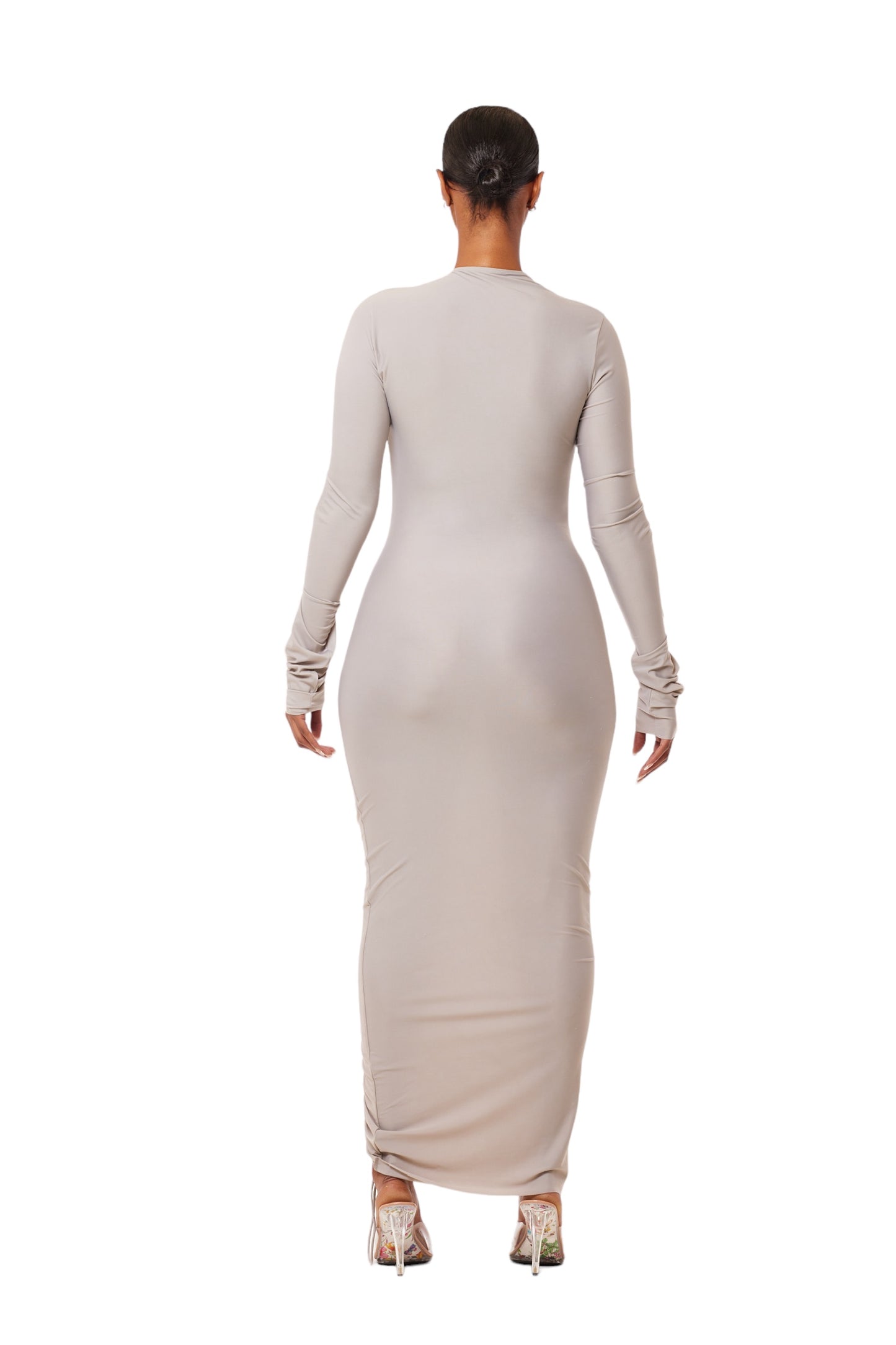 ASTACIA DRESS IN LIQUID ASH GREY