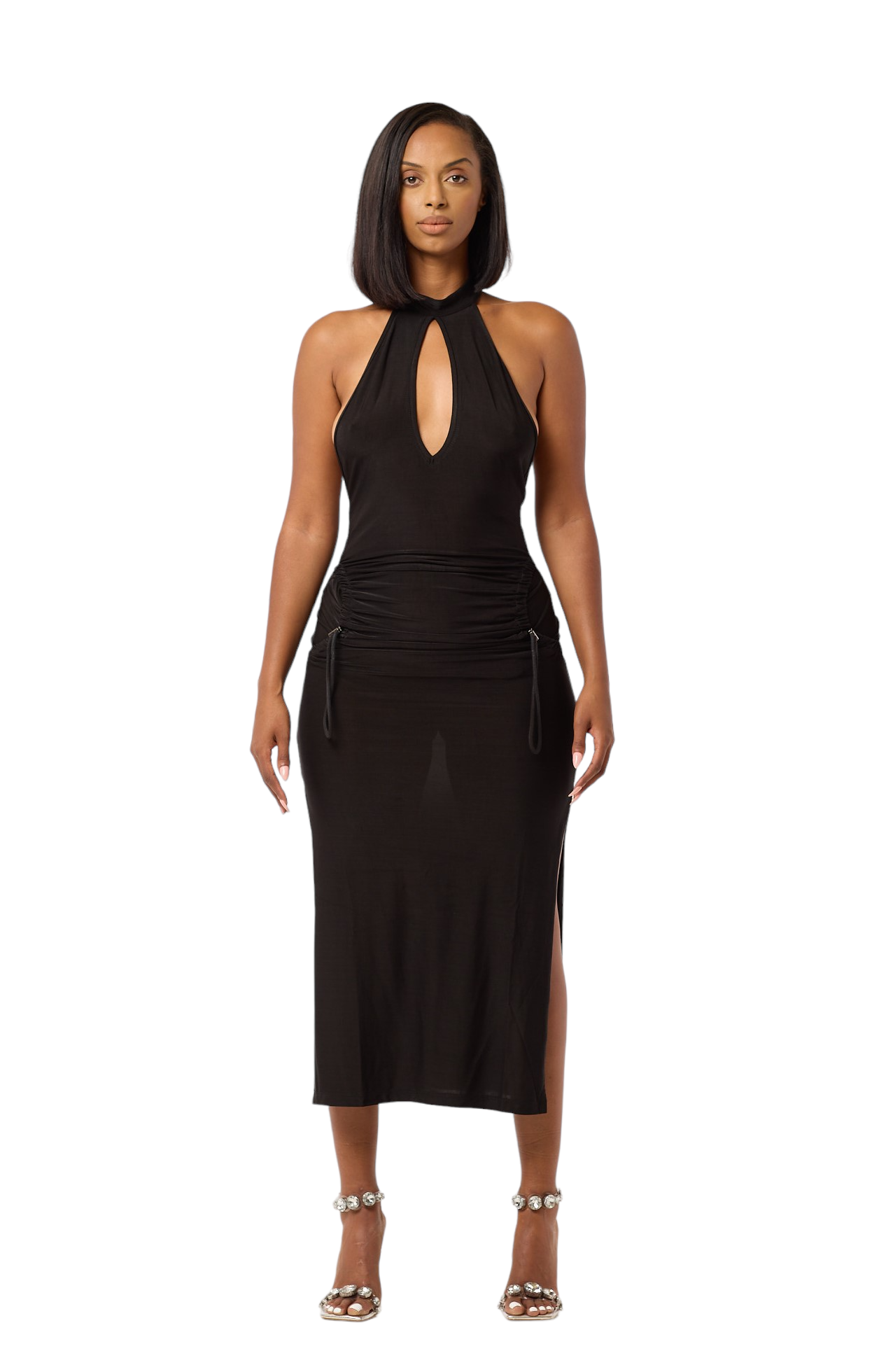 MALIBOUE DRESS - BLACK SHEEN