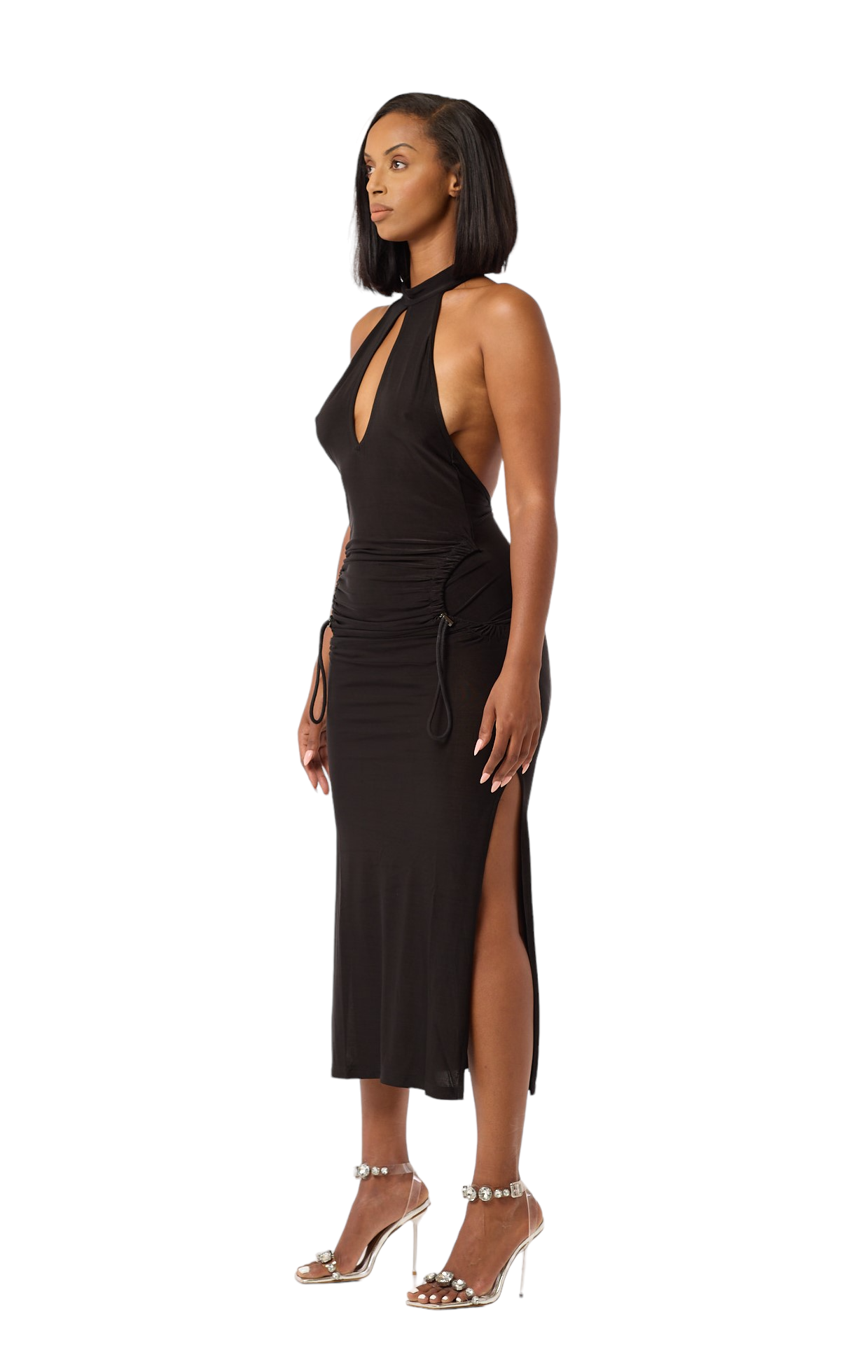 MALIBOUE DRESS - BLACK SHEEN